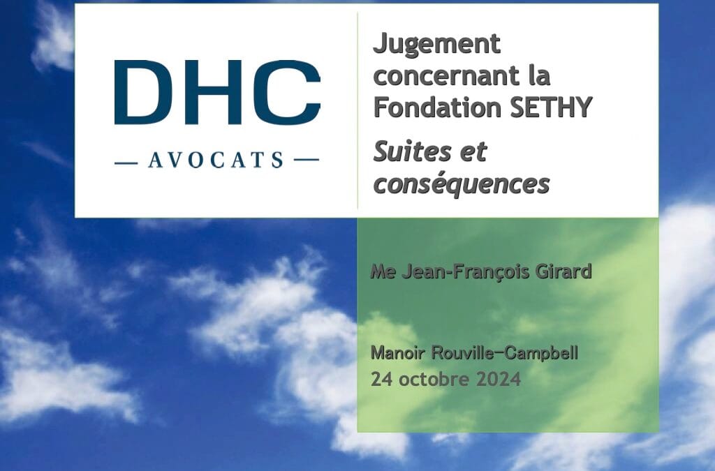 Les suites du jugement de la Fondation SETHY 20241025
